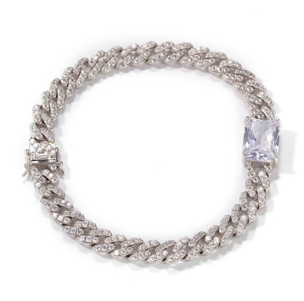 

europe and america new women bracelet anklets gold plated bling square cz cuban chain anklets bracelet for girls women for party wedding, Red;blue