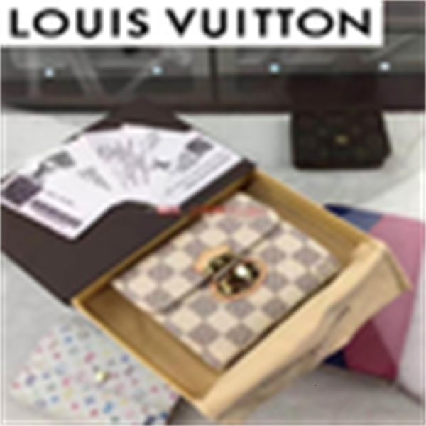 

compact brand designer luxury 2ymc n60030short wallets style three fold wallet white purse check women real leather long wallet chain clutch