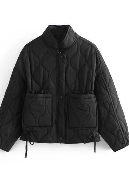 

2021 new 89119 autumn european and american women's loose zipper cotton padded jacket scuh, Black;brown