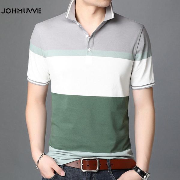 

men's polos johmuvve men shirt 2021 summer fashion classic casual short sleeves cotton t-shirt, White;black