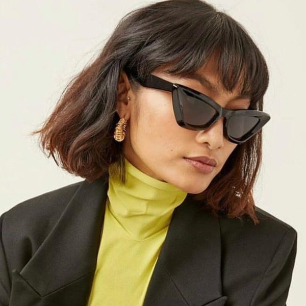 

sunglasses black acetate cat eye women fashion eyewear, White;black