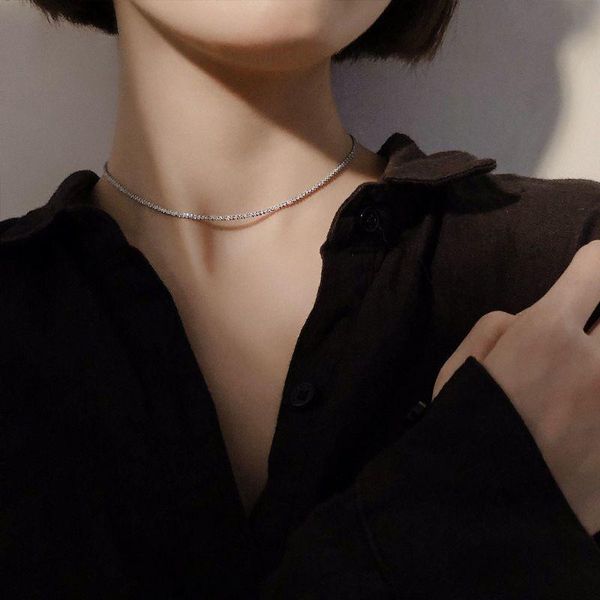 

chains 2021 design silver color choker necklace casual for women collier femme
