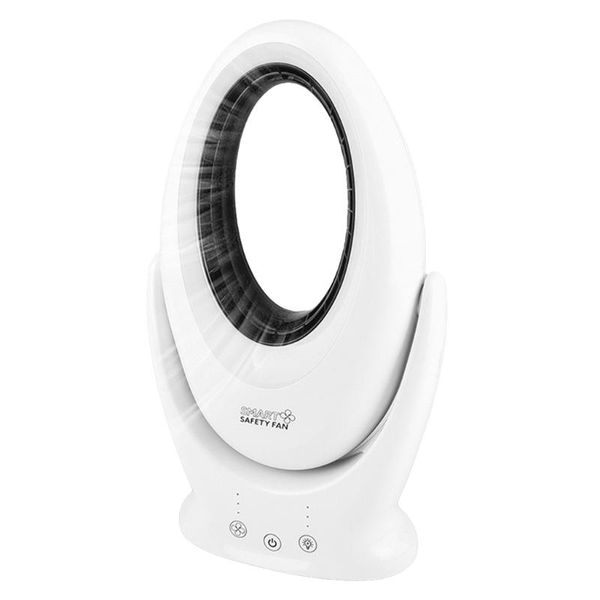 

electric fans usb charging leafless fan mini table fan, desk with 7-colors decorative led light for bedroom strong wind