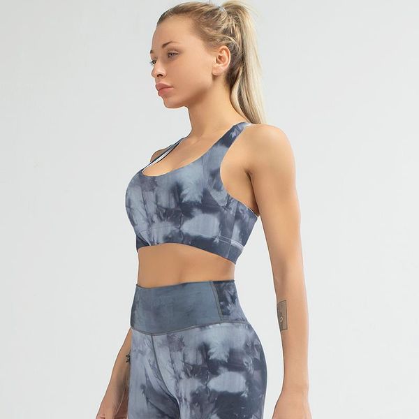 

yoga outfit women workout set stylish unique dyeing high elasticity support quick dry gym clothes