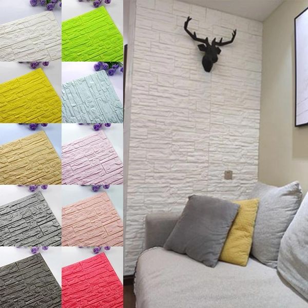 

wall stickers 70cmx70cm 3d brick pattern waterproof self self-adhesive wallpaper room home decor for kids bedroom living sticker