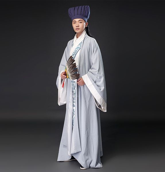 

chinese ancient hanfu male tv film performance stage wear minister's clothing ancient the three kingdoms period zhuge liang's cost, Black;red