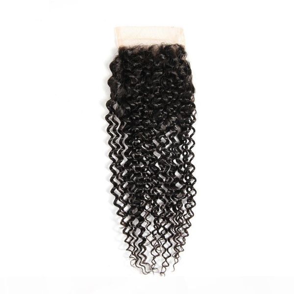 

brazilian peruvian mongolian malaysian cambodian indian kinky curly remy human hair closure hair extension 1 pc, Black;brown