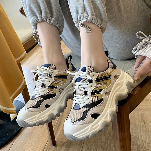 

2021 spring new womens casual shoes non-slip outsole shoes fashion light shoes color matching breathable outdoor increase