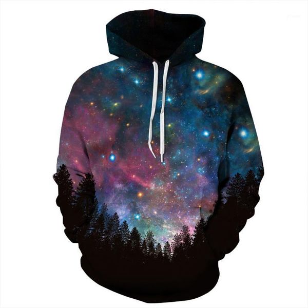 

2019 space galaxy hoodies hooded men/women hat 3d sweatshirts print colorful nebula thin autumn sweatshirts1, Black