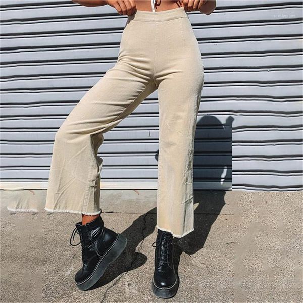 

women's straight leg pants casual high rise loose fit corduroy with zipper ladies trouser ankle-length fashion suit & capris, Black;white