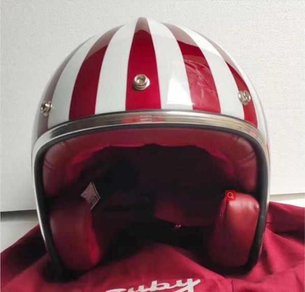 Motokros kaskları Masei Ruby Vintage Kask Yarım Kask Açık Yüz Abs Casque Motocross 501 Red311w