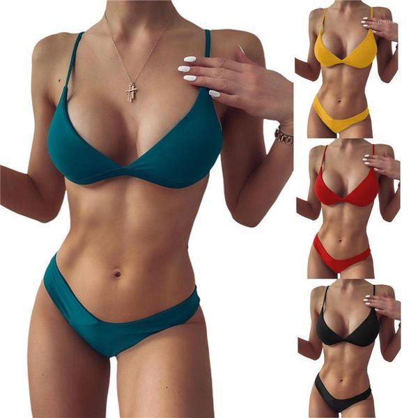 

women's swimwear women fashion 2-piece swimming suit sleeveless solid color +bottoms bikini set for ladies, White;black