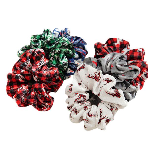 

girls hair accessories tie hairbands bands headbands for childrens winter velvet print christmas pattern ring tied rope b9340, Slivery;white