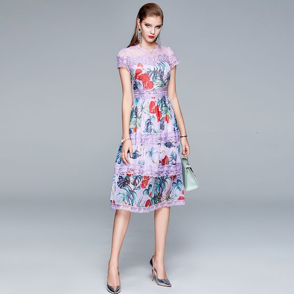 

short sleeves floral printouts shredded lace party gowns summer women's clothes midi fashion robes dressed ta66 iypa, Black;gray