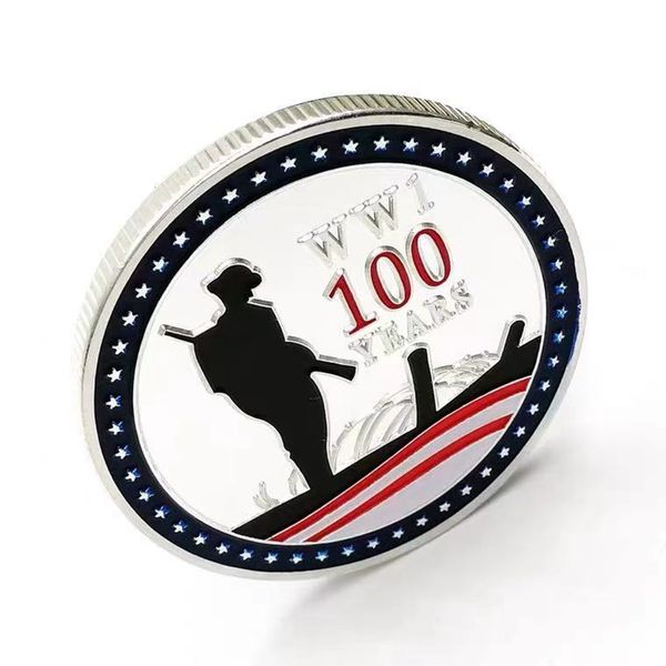 

2pcs non magnetic crafts armistice day 100 years anniversary silver plated souvenir craft art collection coin