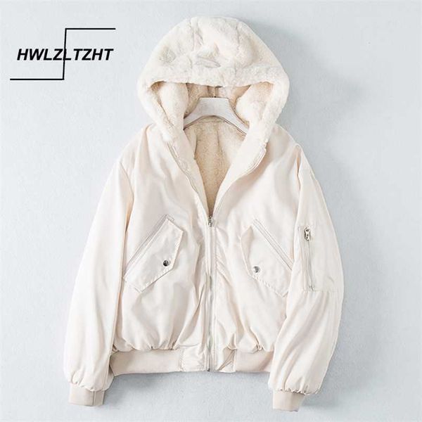 Hwlzltzht Plus Size Fur Parkas Dupla Face Inverno Mulheres Jaqueta Casual Grosso Quente Com Capuz Jackets para Fêmea 211008