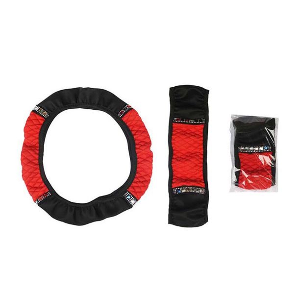 

steering wheel covers black red cover car elastic for 38-37cm leather universal