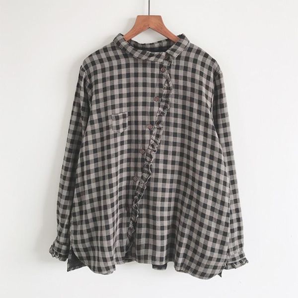 

women's blouses & shirts lamtrip side buttons ruffles patchwork long sleeve shirt blouse, White