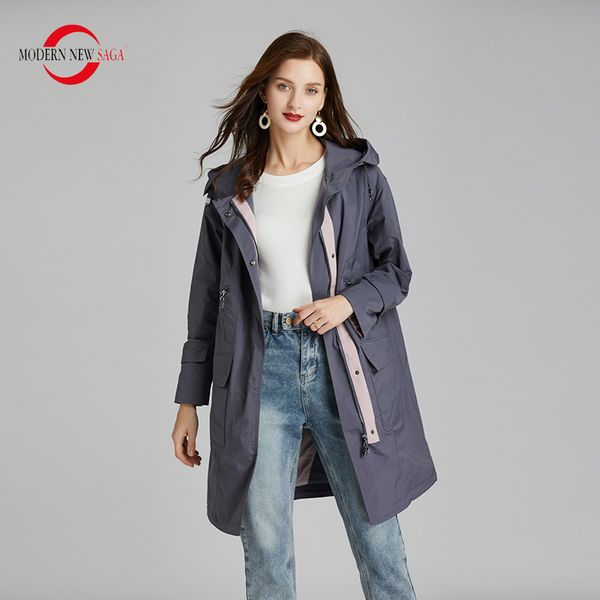 

modern new saga women trench coat spring fashion long coat hooded woman coats autumn windbreaker trench femme russian size 210218, Tan;black