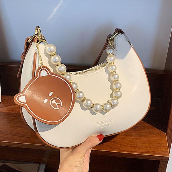 

evening bags pearl chain pu soft leather crossbody hobos bag