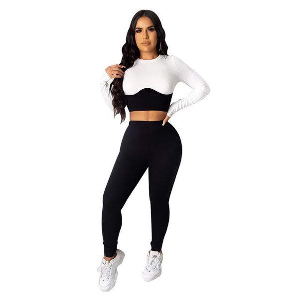 

yoga outfits cxuey knit long sleeve sport leggings for fitness female set 2 pcs bike suit 2021 workout sets women gym clothes s, White;red