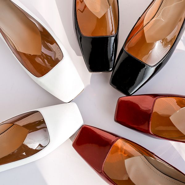 

3 color plus size 42 womens genuine patent leather ankle strap flats slipons comfortable female ballerinas shoesdress shoes, Black