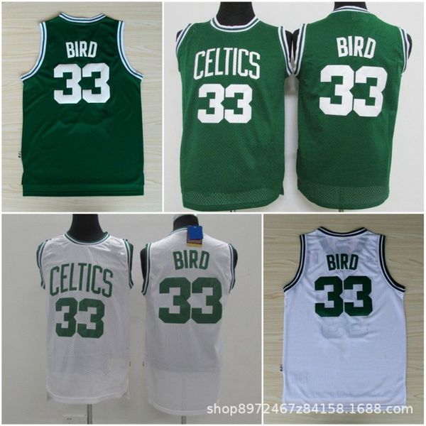 

tracksuit jerseys a celtics 33 bird mesh embroidered basketball jersey, Gray