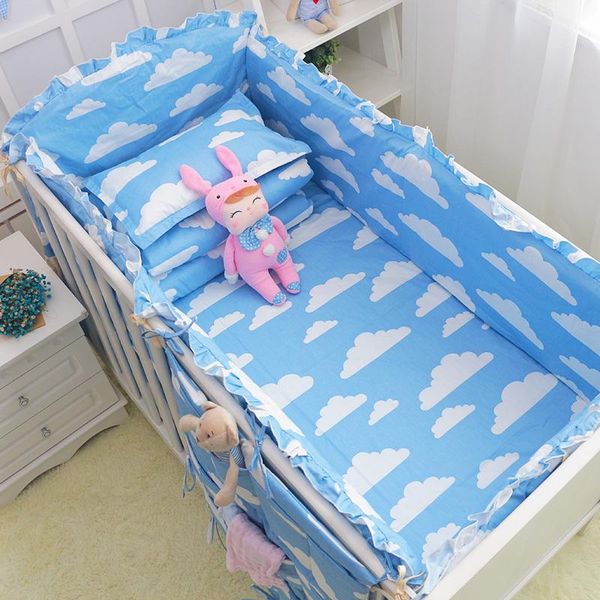 

6pcs newborn baby bedding sets bumpers cotton infant bumper boy and girl crib bumpers safe baby bedding+sheet+pillowcase