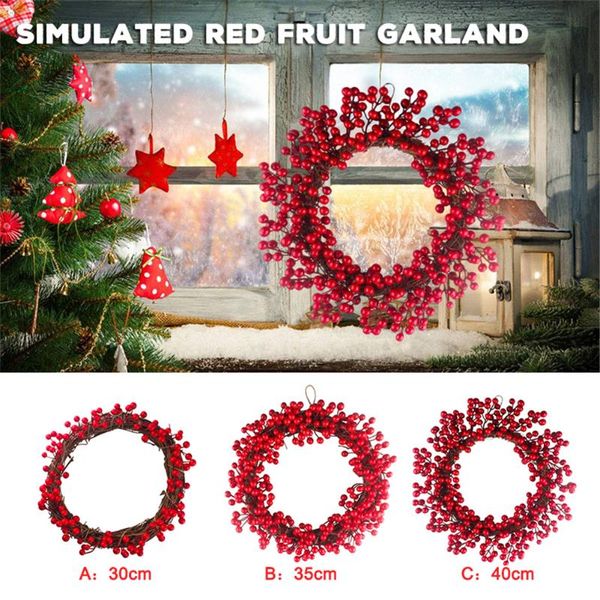 

decorative flowers & wreaths christmas big pine cone wreath handmade red fruit berry artificial pendant for wall door hanging decoration