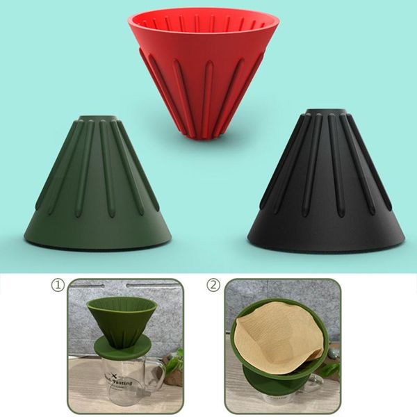 

coffee filters 3pcs silicone dripper filter cone manual home indoor outdoor portable with 1pcs base promotion
