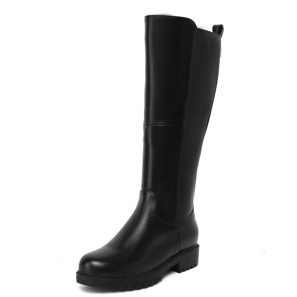 

low-heel of plutonium at knee height short teddy 2021 warm winter beige scraped leather boots side zipper rifw, Black