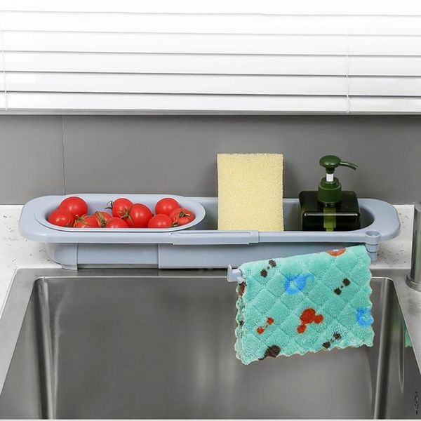 

kitchen storage & organization adjustable drain basket sink rack filter leftovers dishwashing cloth tools