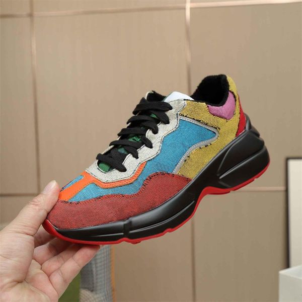 

multicolor rhyton shoes women men sneakers outdoor trainers vintage chaussures ladies casual shoe couples flat sneaker e8, Black