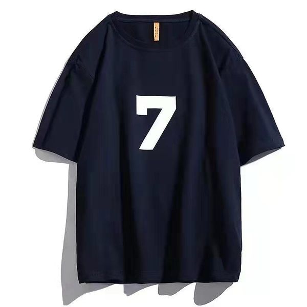 Homens camisetas T-shirt dos esportes Número simples 7 Impressão em torno do pescoço casal de manga curta camisa de fundo versátil algodão casual tops