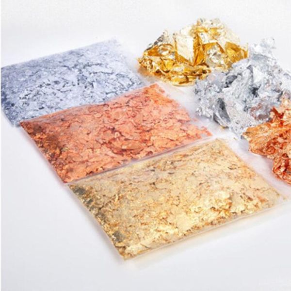 

window stickers metallic leaves flakes glitter for home diy art decoration accessories 3g bag nail foil silver gold autumn leaf style