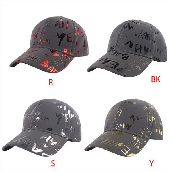 

night reflective cotton baseball cap glitter metallic baby letters print outdoor harajuku hip hop rave run party, Blue;gray