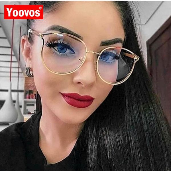

fashion sunglasses frames yoovos 2021 glasses women luxury alloy frame brand retro eyeglasses gafas de mujer, Black