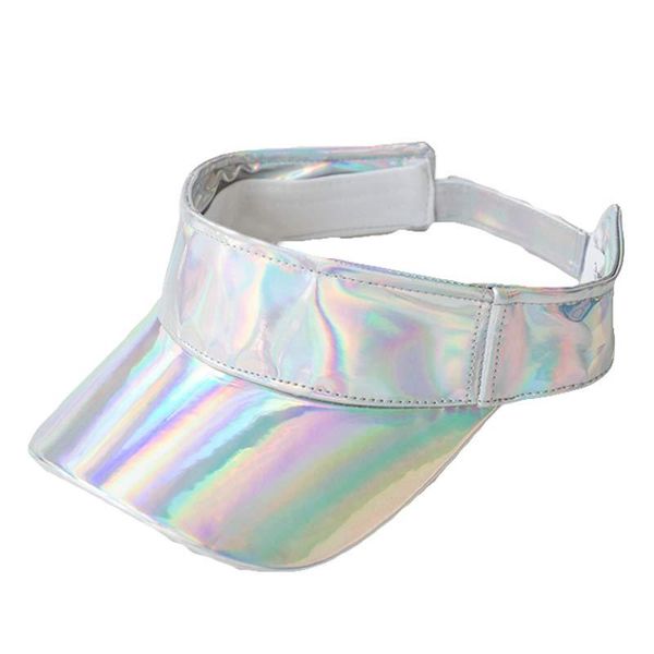 

visors men women's fashion shiny laser pu sun visor cap hip-hop dancing sportswear golf tennis ajdustable silver black pink, Blue;gray