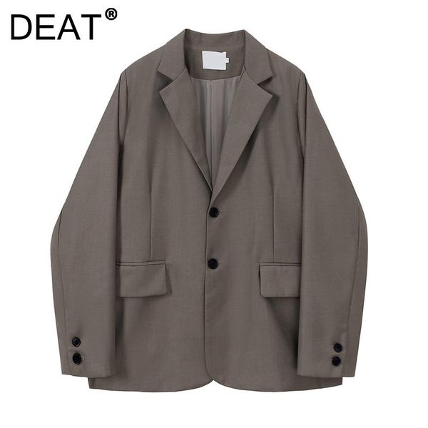 

women's suits & blazers [deat] 2021 autumn fashion tide long sleeve solid color single-breasted turn-down collar loose simple blazer 13, White;black