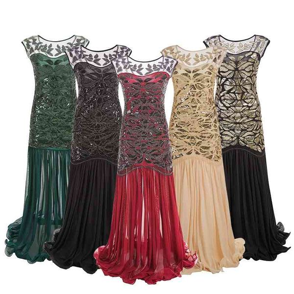 

1920 pin bead mesh sequin evening wedding long dress, White;black