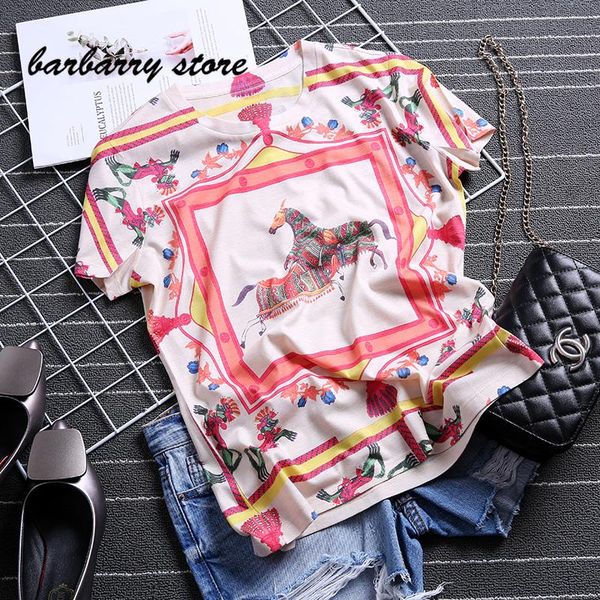 

women's t-shirt 2021 luxury designer summer high end women tshirt european printed short sleeve o-neck soft cotton woman graphic t shir, White