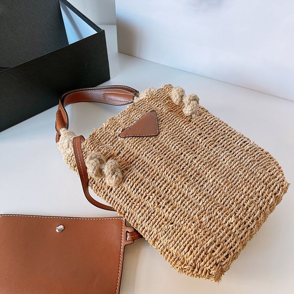 

women's handbag summer beach straw bags casual rattan women handbags wicker woven totes large capacity buckets bag card holder with box