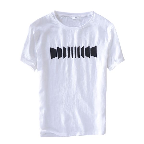 

2021 new arrival short-sleeved linen t shirt men brand summer white t-shirt mens casual o-neck tshirt male fashion camiseta 34l0, White;black
