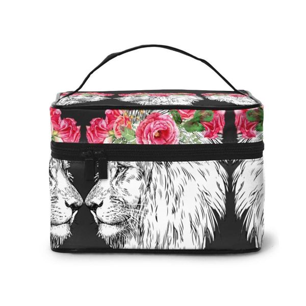 

the lion king head with wreath makeup bag women cosmetic bag toiletries organizer storage make up cases
