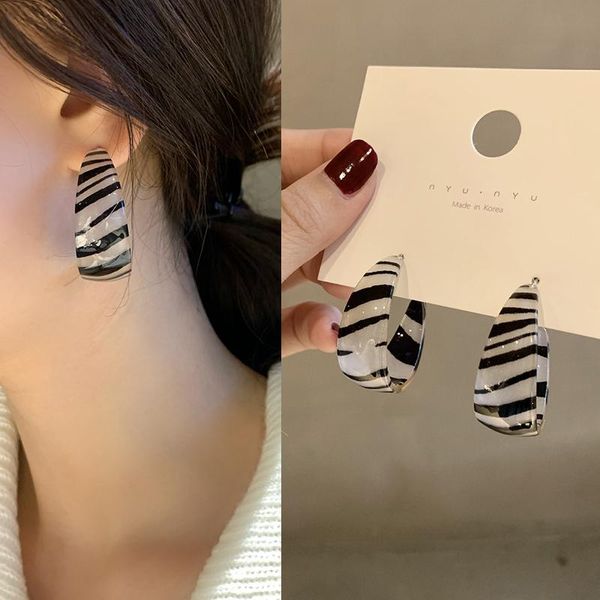 

hoop & huggie fashion resin earrings boho big circle hoops for women charm acrylic c-shaped loop ear piercing party jewelry, Golden;silver