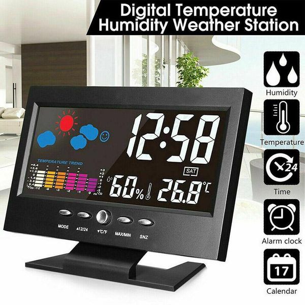 

1pc intelligent digital display weather station alarm calender/clock function wireless temperature humidity meter