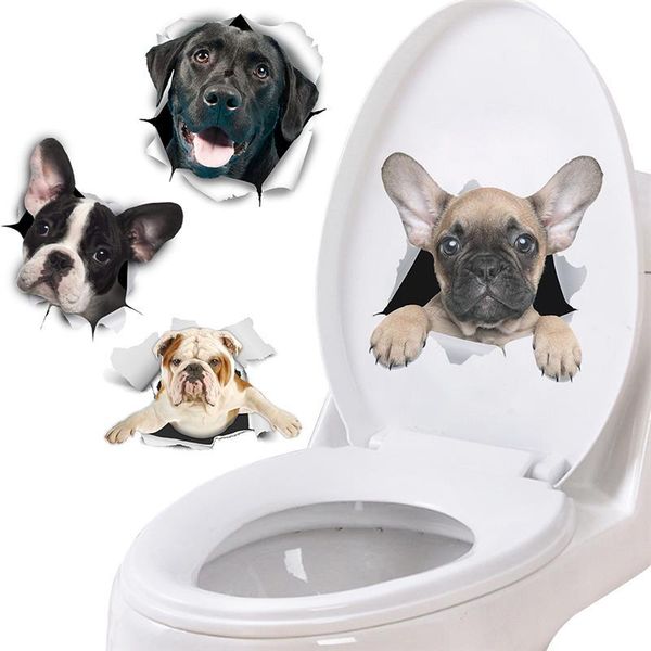 

wall stickers 3d broken dog sticker toilet for home decoration animals decals art fridge bathroom