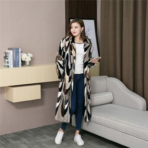 

women's fur & faux real natural mink coat fashion multi-color colorfull english collar warm winter waistcoats custom any size, Black