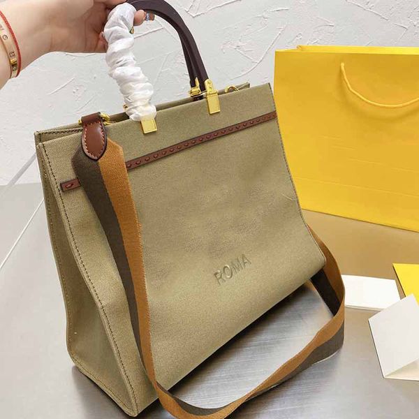 

35cm canvas tote bag women handbag large capacity shopper bags handle totes fashion letter detchable shoulder strap gold color hardware