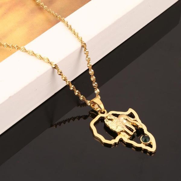 

pendant necklaces gold color africa lion necklace trendy african map animal chain jewelry, Silver